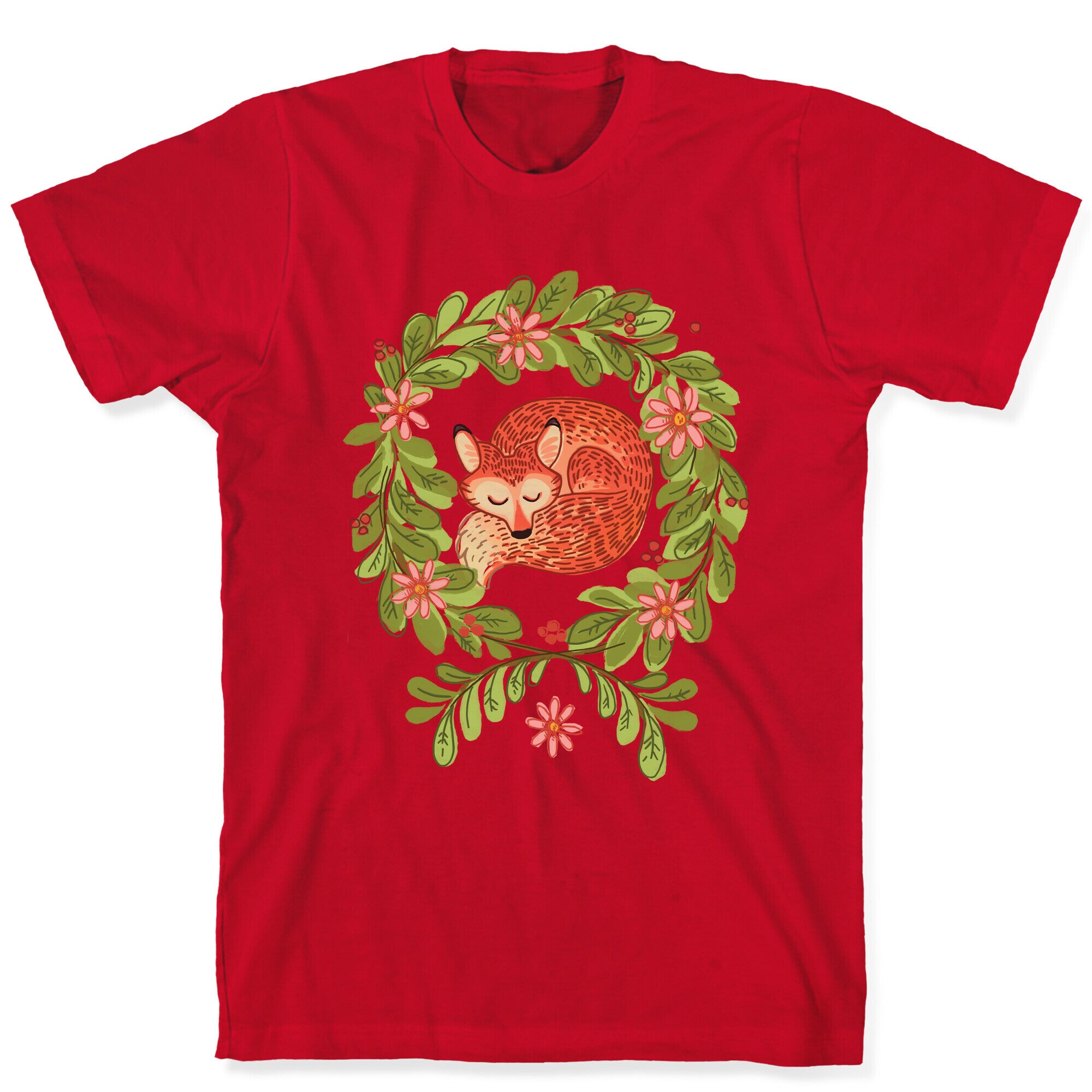 Sleeping Fox Wreath T-Shirt